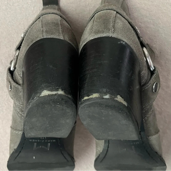 Marc Fisher Mlhalie Ankle Boot-Gray-Suede-Womens 8-Harness-Moto-Punk-Grunge-EUC - Picture 8 of 10